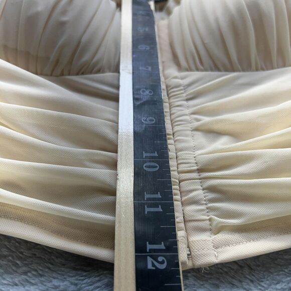 Babydoll Top Milkmaid Coquette Large Cream Off Shoulder Bustier Puff Sleeve Crop - Picture 8 of 11